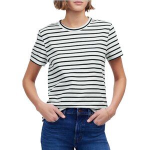 Madewell The Perfect Tee White Black Stripe Short Sleeve T-Shirt XL